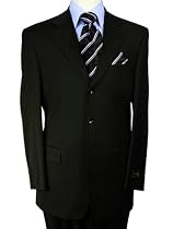 Italian Mens Suits Merino Wool 150s Hand Tailored Suit Complete Jacket and Pants for Bussines and Year Round Use Jet Black