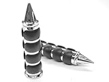 Motorcycle Molded Rubber Chrome Hand Handlebar Grips Grip Custom High Quality Chrome Billet Grips Fits Cruisers, Choppers, Harley Davidson, Suzuki, Kawasaki, Yamaha, Honda, Metric Motor Bikes, Hogs with 1