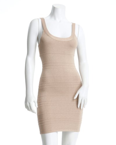 2b Lurex Scoop Tank Sweater Dress - Gold Glitter (M)