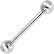 Solid 14KT White Gold Internally Threaded Straight Barbell- 14 Gauge 1/2" 5mm