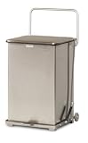 United Silent Defender 40 gallon Stainless Steel Quiet Step Can with Wheels Stainless Waste Receptacle QST40SWPL