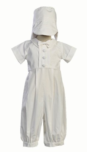 Boys Cotton Christening Baptism Romper and Cap