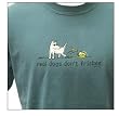 Designer Cotton T-Shirt - Garment Dyed "Real Dogs Don't Frisbee" T-Shirt for Children - Blue Spruce - Youth - Small