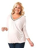 Motherhood Maternity: Plus Size 3/4 Sleeve Deep V-neck Side Ruched Maternity T Shirt