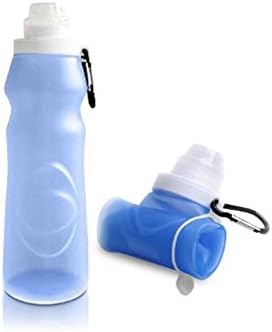 KUCHANG Foldable Water Bottle Leak Proof and Lightweight: Ideal for Travelling, Hiking, Walking, Running, Folds Up When Empty to Save Space(Blue)