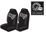 3-Piece St. Louis Rams Automotive Interior Gift Set - A Set of 2 NFL Licensed Universal-Fit Front Bucket Seat Covers and One Official NFL Licensed Team Helmet Logo Air Freshener Pine Forest Scent