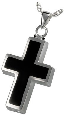 Pet Cremation Jewelry: Black Inlay Cross