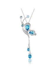 10k White Gold 4.96 ctw Blue Topaz Diamond Butterfly Brooch
