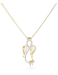 18K Gold Over Sterling Silver 1/10Cttw Diamond Angel Pendant Necklace, 18" (1/10Cttw, I-J Color, I2-I3 Clarity)