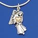Silver and 14K Angel Pendant with 18 Snake Chain