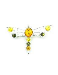 SilverAmber 925 Sterling Silver & Baltic Amber Jewellery - Dragonfly Brooch 4014M