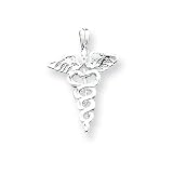 Caduceus Charm, Sterling Silver,QC153 w/18 Chain Necklace Included