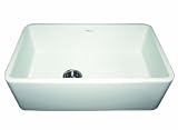 Whitehaus WH3018-WH Duet 30-Inch Reversible Fireclay Sink with Smooth Front Apron, White