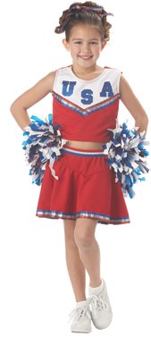CHILD RED Traditional Patriotic Cheerleader Costume