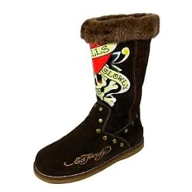 Womens Ed Hardy Brown Love Kills Slowly Bootstrap Boots Shoes