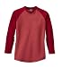 NEW District Threads - Heathered Jersey Long Sleeve Raglan Hthr Deep Red-XL
