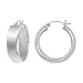 Sterling Silver Medium Wide Polished Click-Top Hoop Earrings