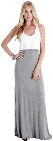 Karina Grimaldi Women's Madison Knit and Leather Maxi Dress in Grey, l