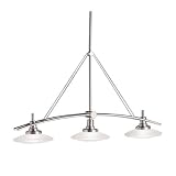 Kichler Lighting 2955NI Structures 3-Light Halogen Linear Chandelier/Island Light, Brushed Nickel with Satin-Etched Glass