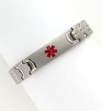Fashion Alert Brushed Stainless Steel Medical Identification Bracelet