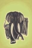 30 x 20 Stretched Canvas Poster Indian Elephants