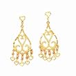 14k Gold Heart Chandelier Post Earrings