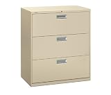 HON 683LL 600 Series 36-Inch by 19-1/4-Inch 3-Drawer Lateral File, Putty