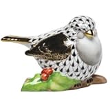 IMAGE OF Herend Little Bird On Holly Black Fishnet