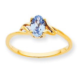 14k Aquamarine Birthstone Ring - Size 6 - JewelryWeb