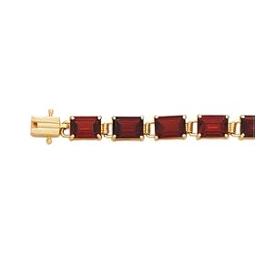 14K Yellow Gold 7 x 5 MM Emerald Shaped Garnet Bracelet - 7 by Katarina Jewelry