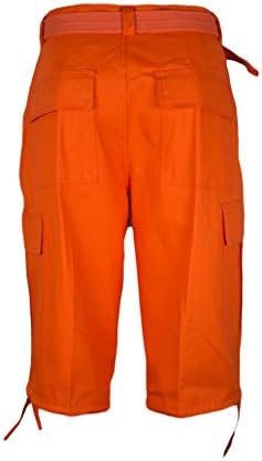 Men's Big and Tall BTL Cargo Shorts Cotton Twill with Belt (44, Orange)