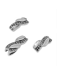 Sterling Silver Mother of Pearl Swirl Marcasite Earring Pendant Set