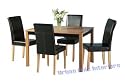 Natural Oak Veneer and Brown Stitched Leather Trim Dining Set