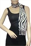 Kitchen & Housewares : Hand Printed Zebra Print Silk Pashmina Scarf available in blend of 50% Pashmina 50% Silk with complimenting Tassels / Fringes on either side