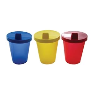 3 BPA Free Baby Sippy Cups & Lids, Blue, Yellow & Red