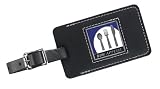 Blue Bon Appetit Leather Luggage Tag