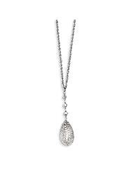 14k White Gold Puff Teardrop with 2in ext Necklace