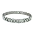 Stainless Steel Polished Bracelet with Cubic Zirconia - 8'' long
