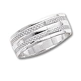 Sterling Silver Diamond-cut 7mm Fancy Ring