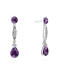 Genuine Amethyst 14kt White Gold Dangle Drop Earrings