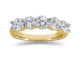 2.00 Prong Set 5 Stone Diamond Wedding Band in 18K Yellow Gold