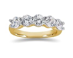 2.00 Prong Set 5 Stone Diamond Wedding Band in 14K Yellow Gold