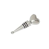 Set of 6 Wine Stoppers with Heart Finials - Silver