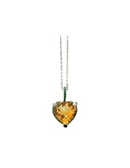 O&G Australia Natural Citrine & Emerald (5.43cttw), Rhodium Plated 925 Sterling Silver Heart Pendant with Adjustable Cable Chain