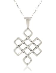 Sterling Silver Celtic Knot Diamond-Shaped Pendant Necklace, 18"