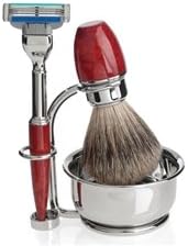 Luxury Best Badger Shaving Set with Briar Root Wood Handles. Made by ERBE in Solingen, Germany