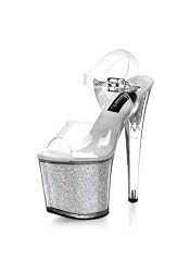 Women's Glittery Sandal With 7 1/2 Inch Heel