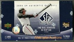 2006 Upper Deck SP Authentic Baseball Factory Sealed Hobby Pack (At Least 3 AUTOGRAPHS Per 24 packs Including 1 LETTERMAN Patch Signature Card per box)