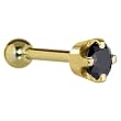 16 Gauge 5/16" -Solid 14KT Yellow Gold 4mm Black Cubic Zirconia Cartilage Earring