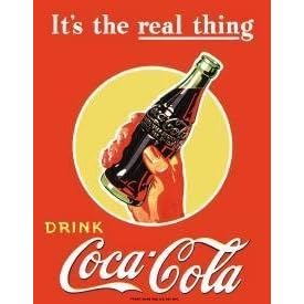 COKE Real Thing - Bottle Vintage Bar Metal Antique Nostalgic Collectible Tin Sign